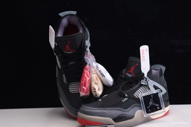 Kicked Out Shoe Store Jordan Bred White Air x Off Retro 4 CV9388-001 0710